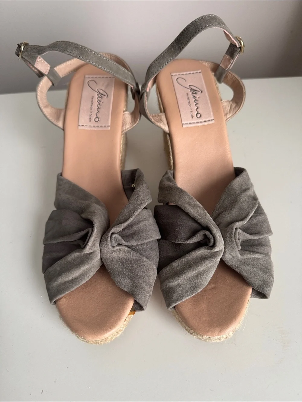 Gianno Grey Knotted Espadrille Sandals for Women